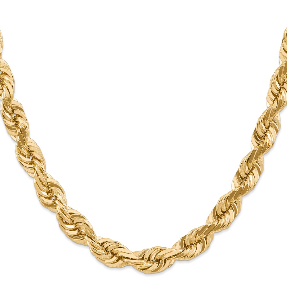 14K 10mm Diamond-cut Rope with Fancy Lobster Clasp Chain - Image 2