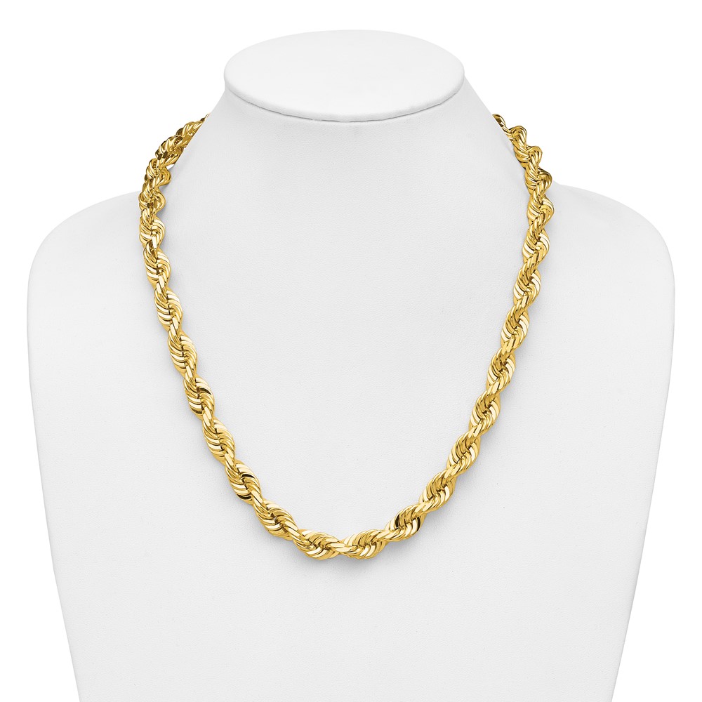14K 10mm Diamond-cut Rope with Fancy Lobster Clasp Chain - Image 4