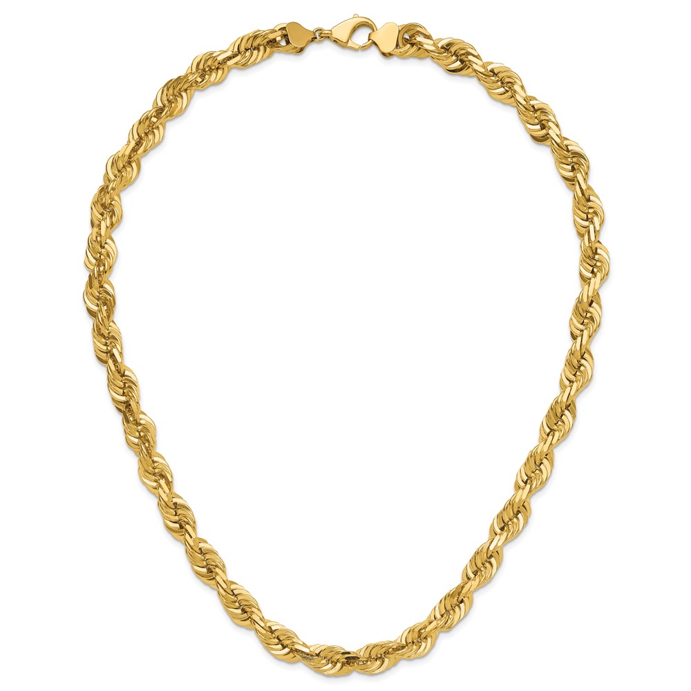 14K 10mm Diamond-cut Rope with Fancy Lobster Clasp Chain - Image 5