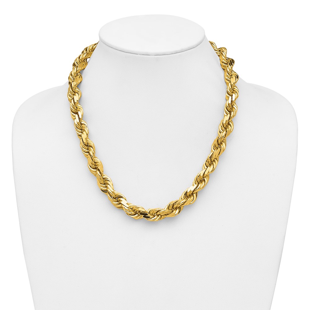 14K 12mm Diamond-cut Rope with Fancy Lobster Clasp Chain - Image 4