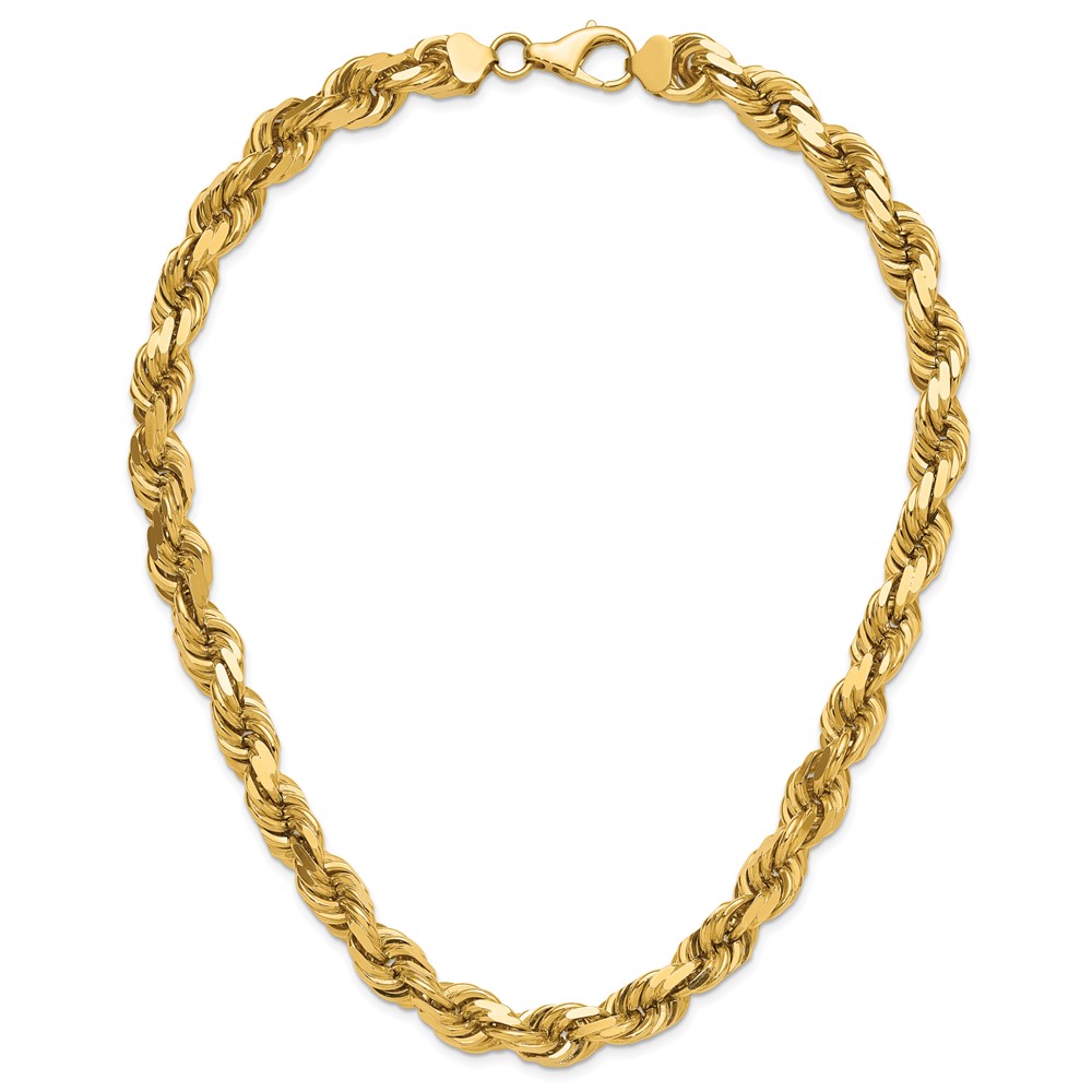 14K 12mm Diamond-cut Rope with Fancy Lobster Clasp Chain - Image 5