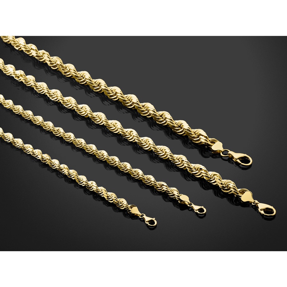 14K 10mm Diamond-cut Rope with Fancy Lobster Clasp Chain - Image 6