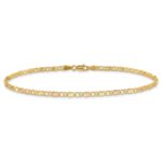 10k and Rose Rhodium Polished and Satin X-and-Heart Anklet - Image 3