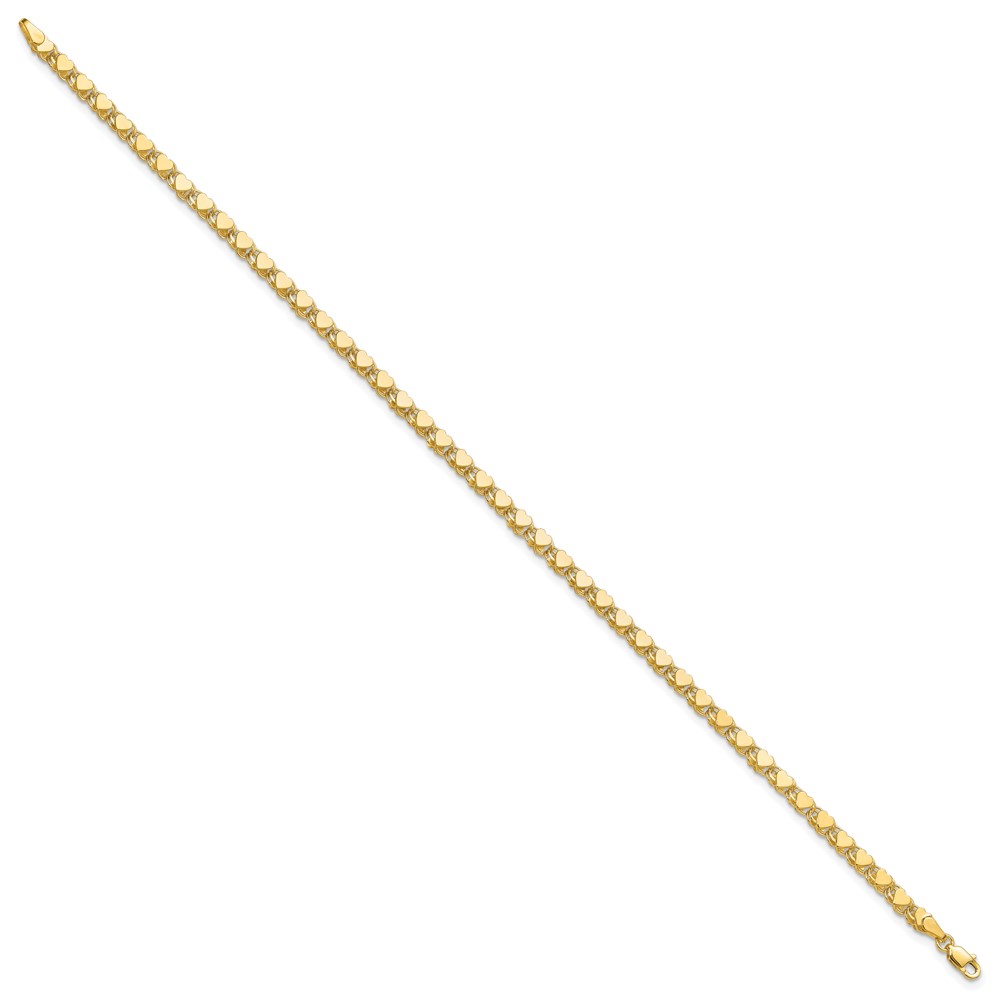 10k Polished Double-Sided 4mm Heart Links Anklet - Image 2
