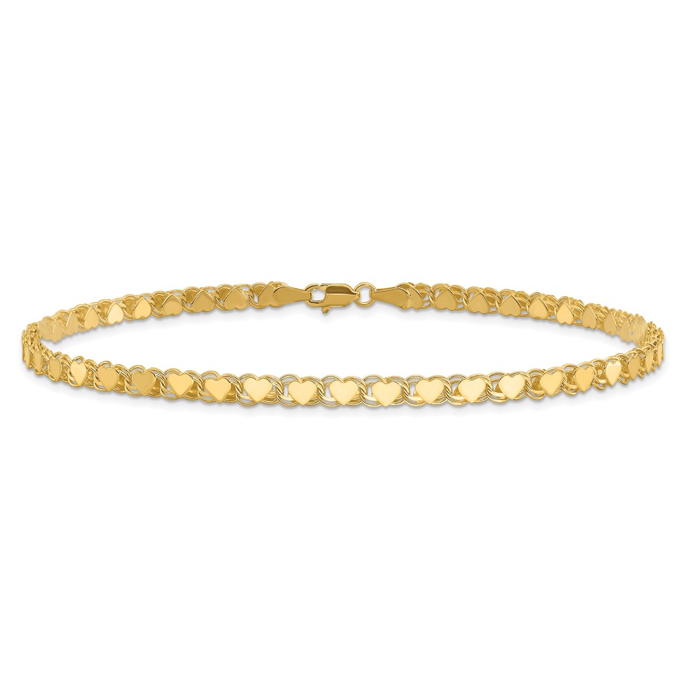 10k Polished Double-Sided 4mm Heart Links Anklet - Image 3