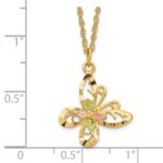 10k Tri-color Black Hills Gold Butterfly Necklace - Image 3