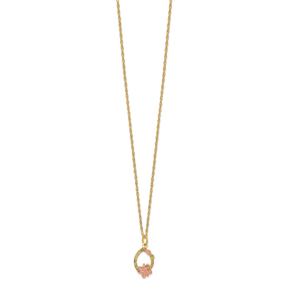 10k Tri-Color Black Hills Gold Butterfly Necklace - Image 2