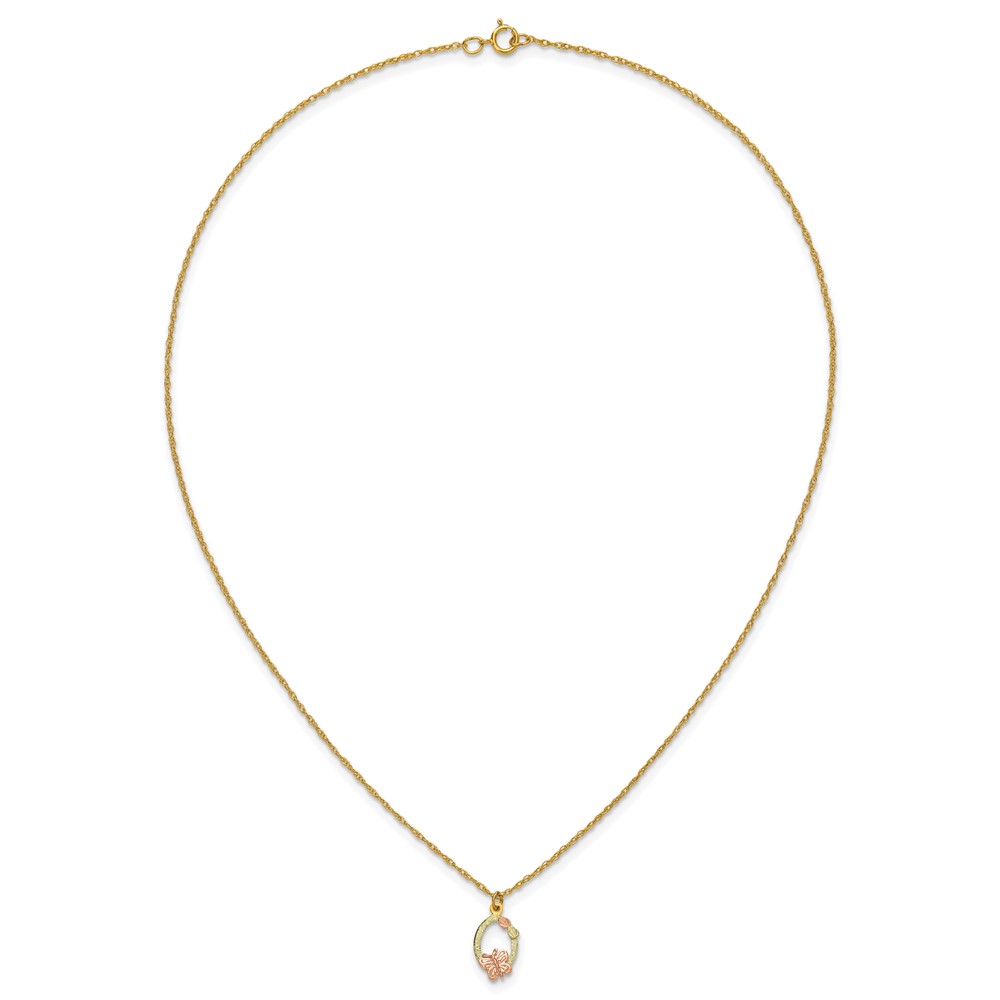 10k Tri-Color Black Hills Gold Butterfly Necklace - Image 5