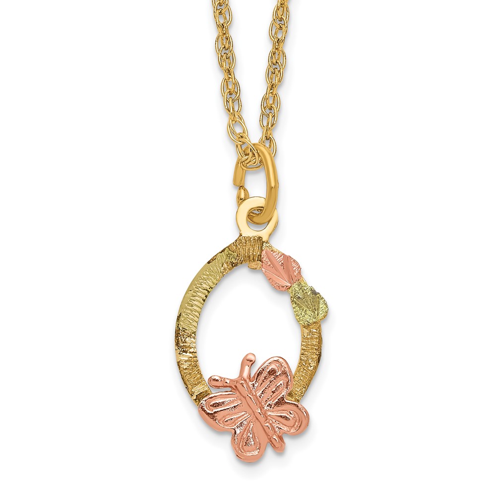 10k Tri-Color Black Hills Gold Butterfly Necklace - Image 1