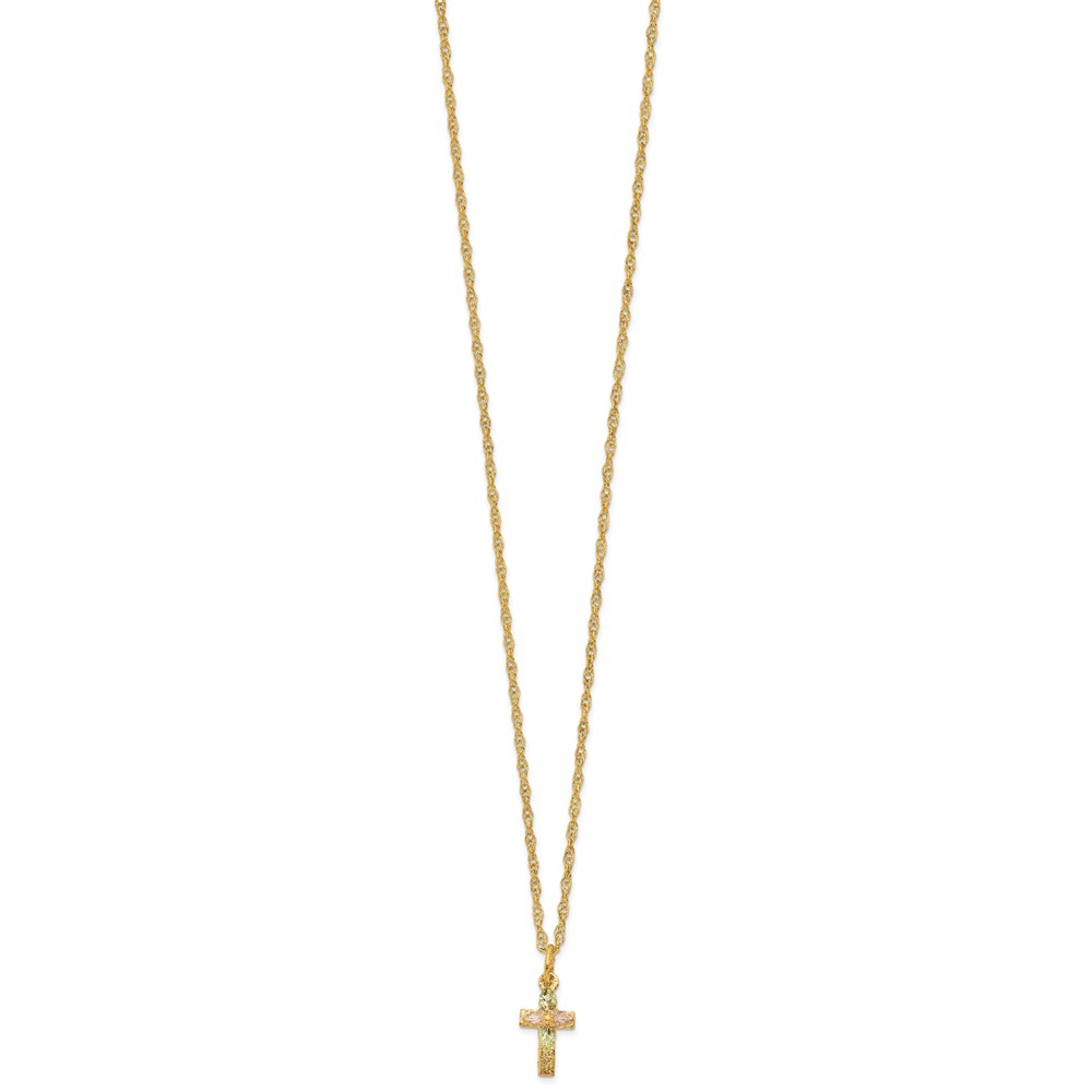 10k Tri-Color Black Hills Gold Cross Necklace - Image 2