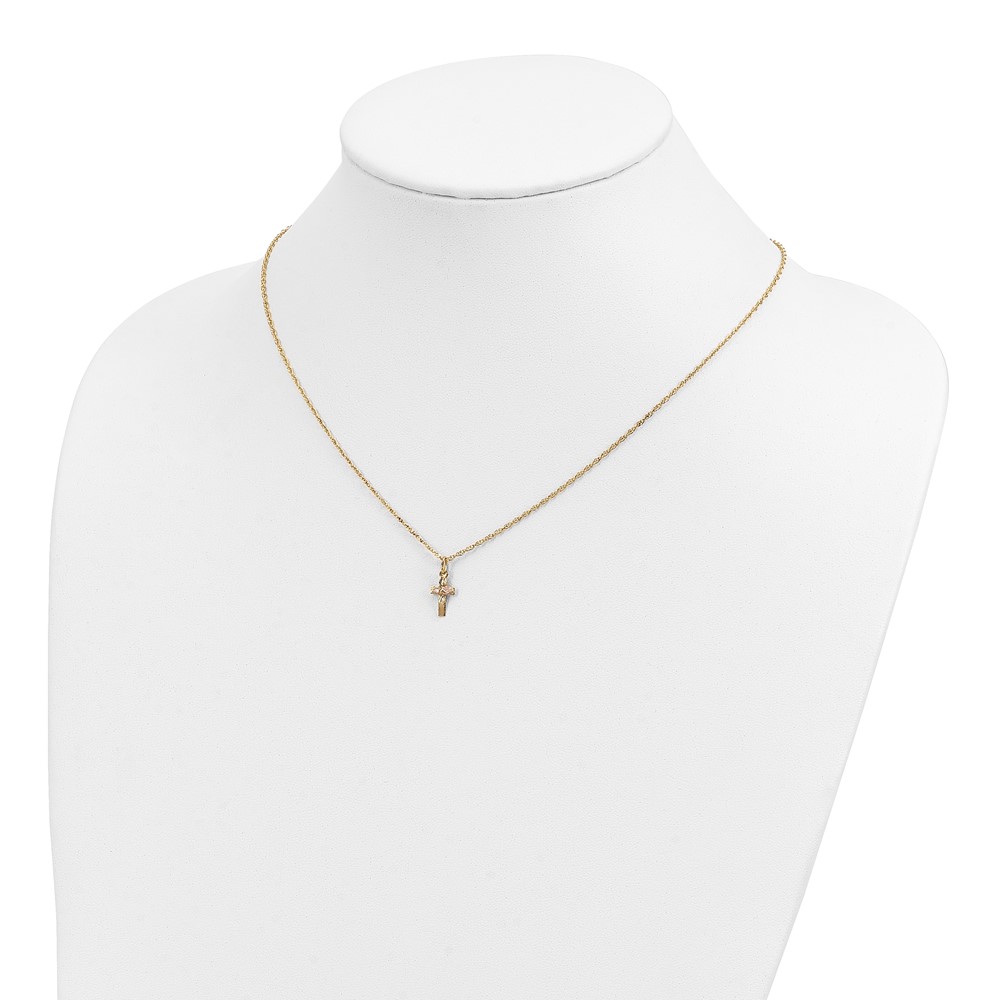 10k Tri-Color Black Hills Gold Cross Necklace - Image 4