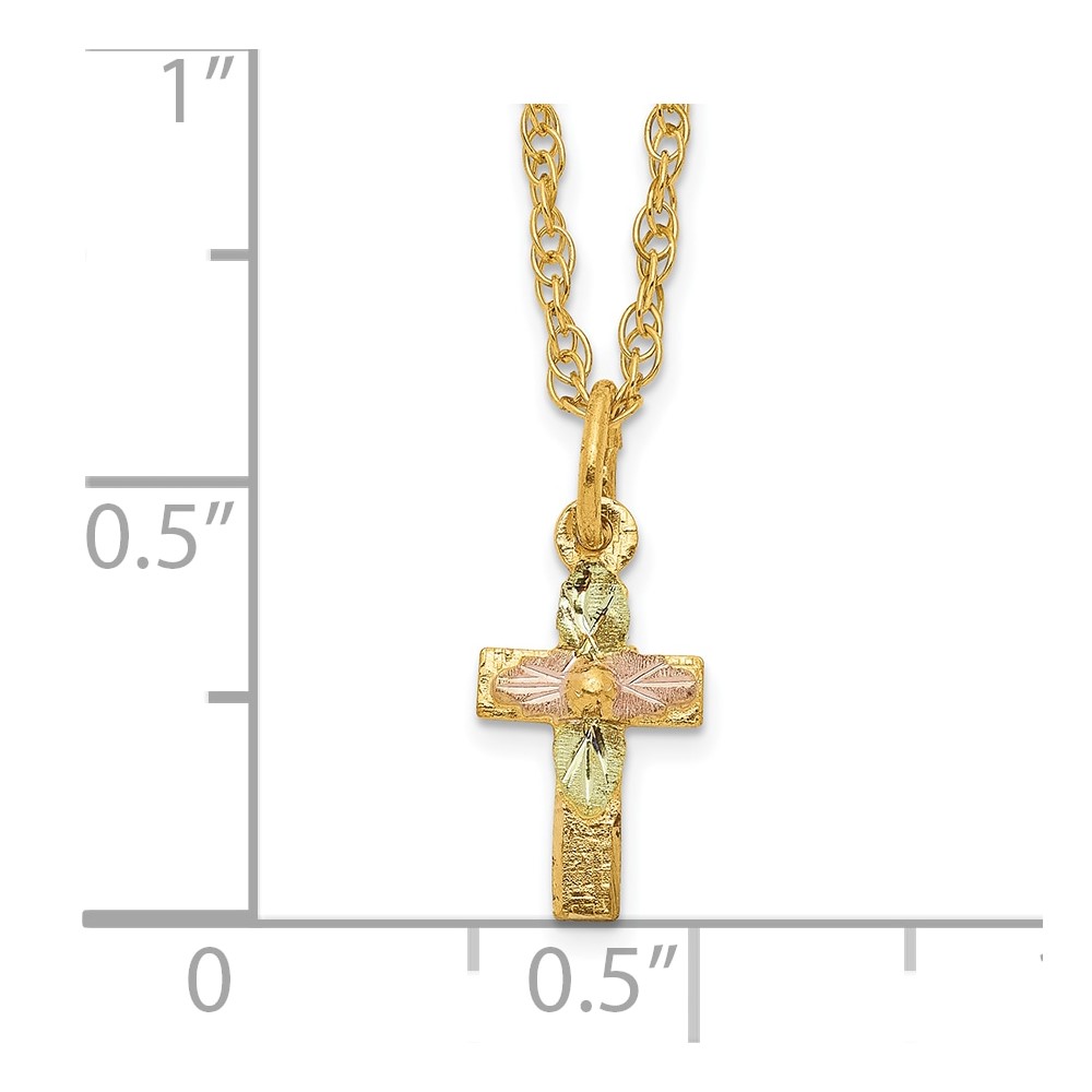 10k Tri-Color Black Hills Gold Cross Necklace - Image 3