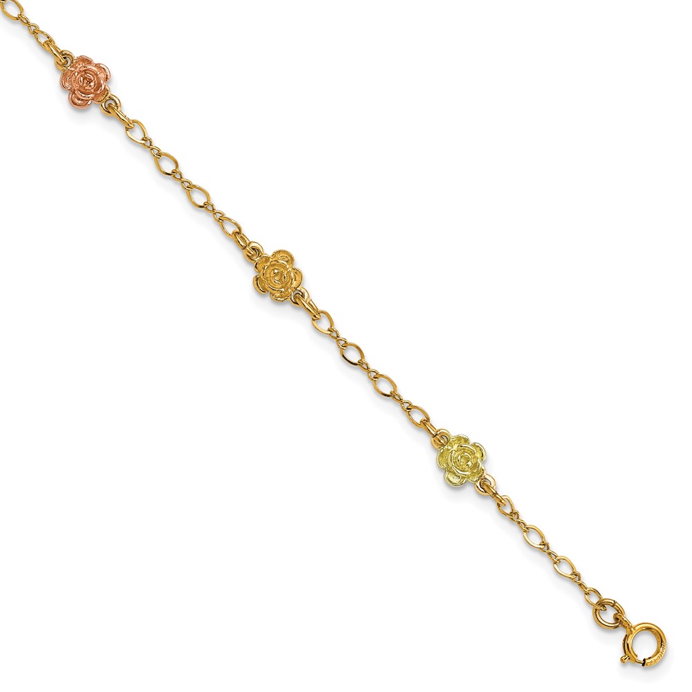 10k Tri-color Gold Black Hills Roses Bracelet - Image 1