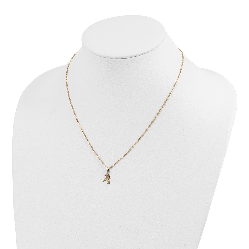 10k Tri-Color Black Hills Gold Hummingbird Necklace - Image 4