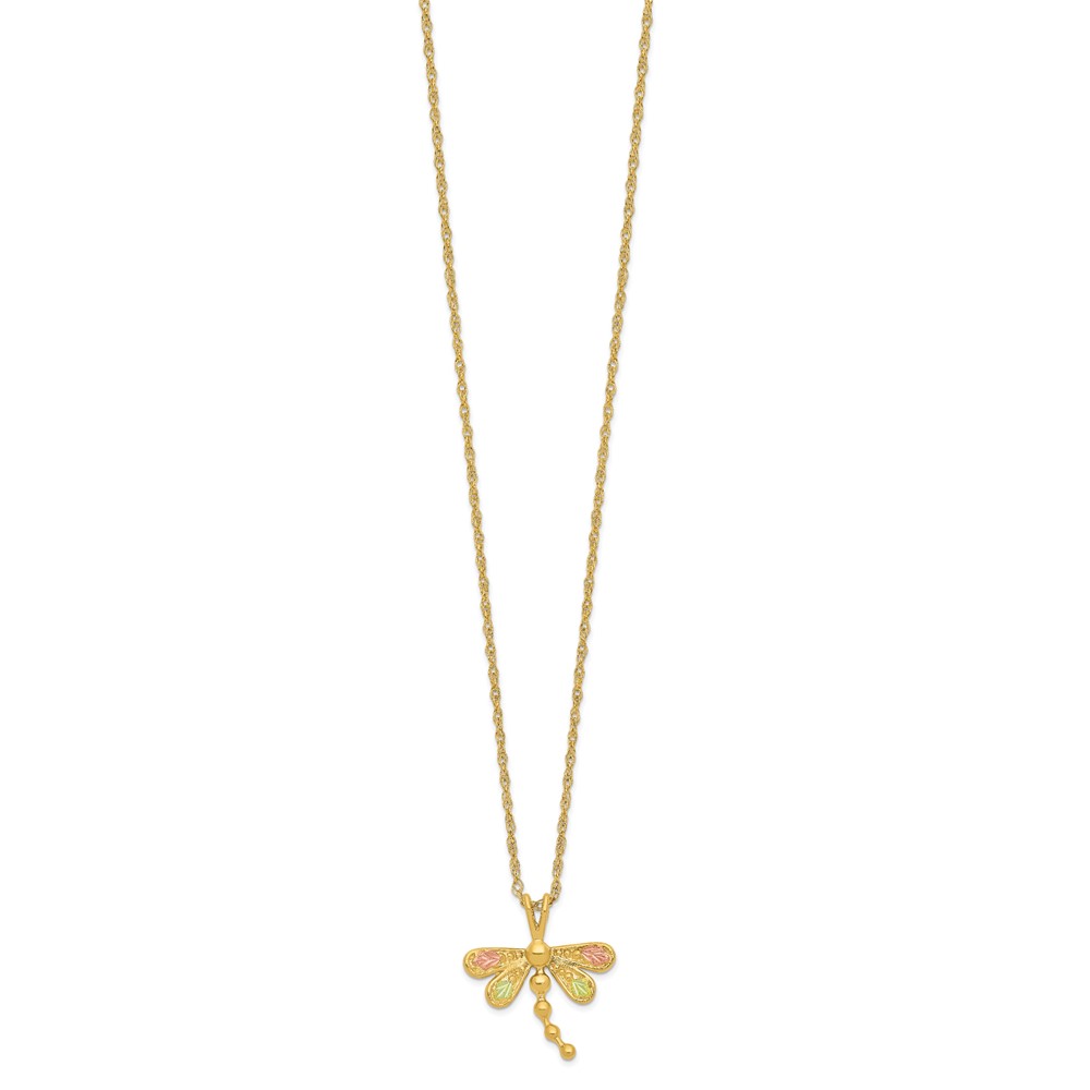 10k Tri-Color Black Hills Gold Dragonfly Necklace - Image 2