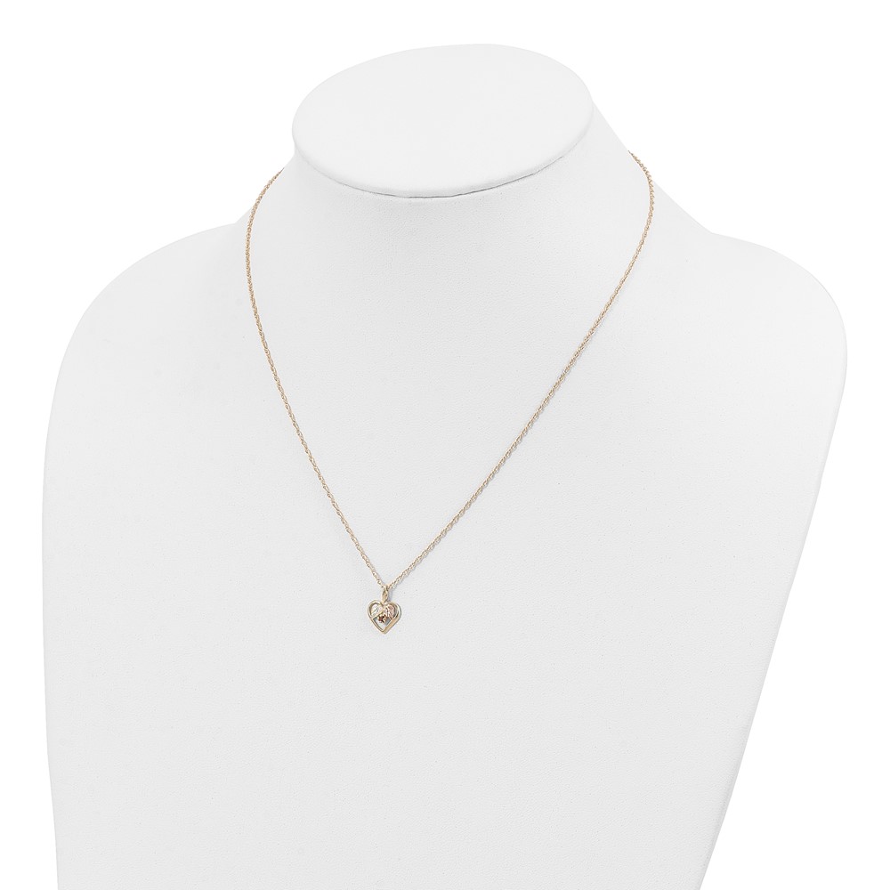 10k Tri-Color Black Hills Gold Heart Garnet Necklace - Image 4