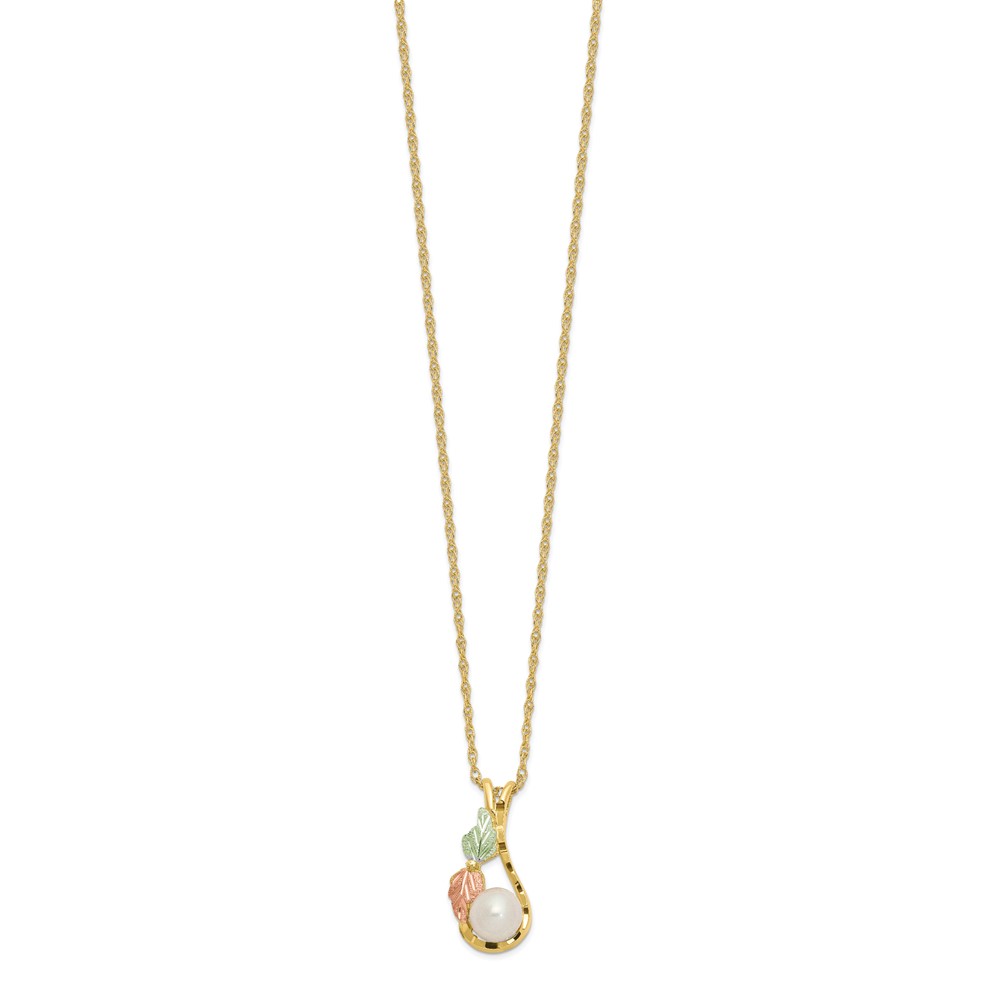 10K Tri-color w/12K Accents FWC Pearl Black Hills Gold Necklace - Image 2