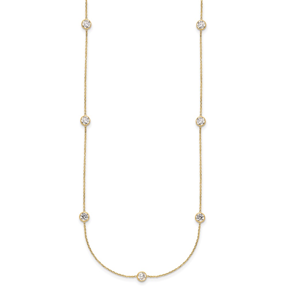 10K Polished CZ 7 Station Necklace - Image 2
