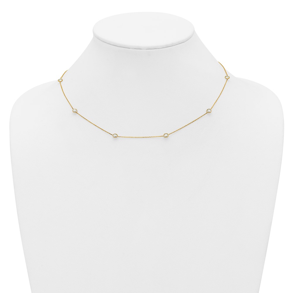 10K Polished CZ 7 Station Necklace - Image 3