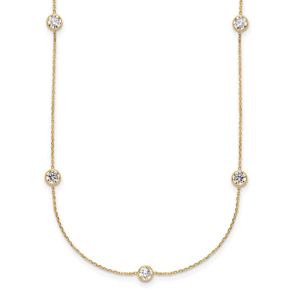 10K Polished CZ 7 Station Necklace - Image 1