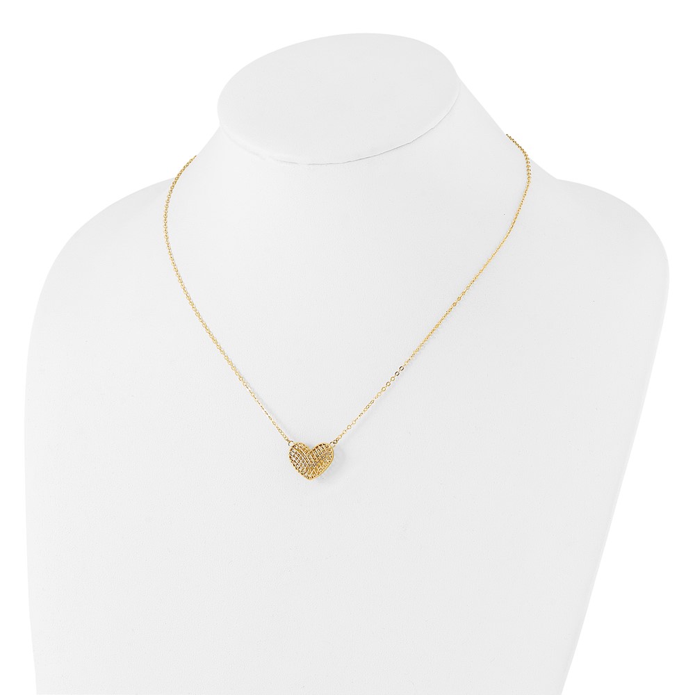 10k Polished Hollow 3D Heart 18in Necklace - Image 3