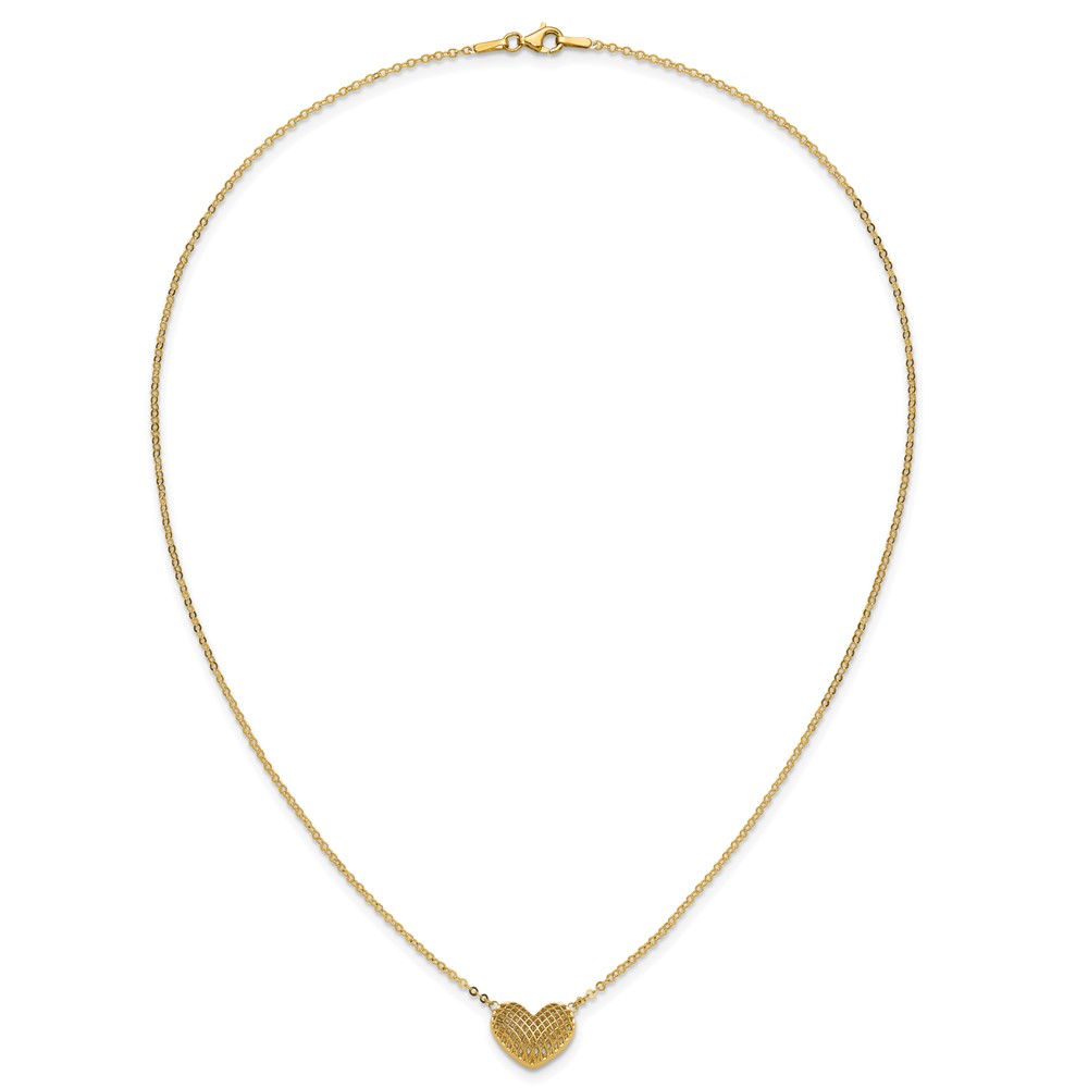 10k Polished Hollow 3D Heart 18in Necklace - Image 5