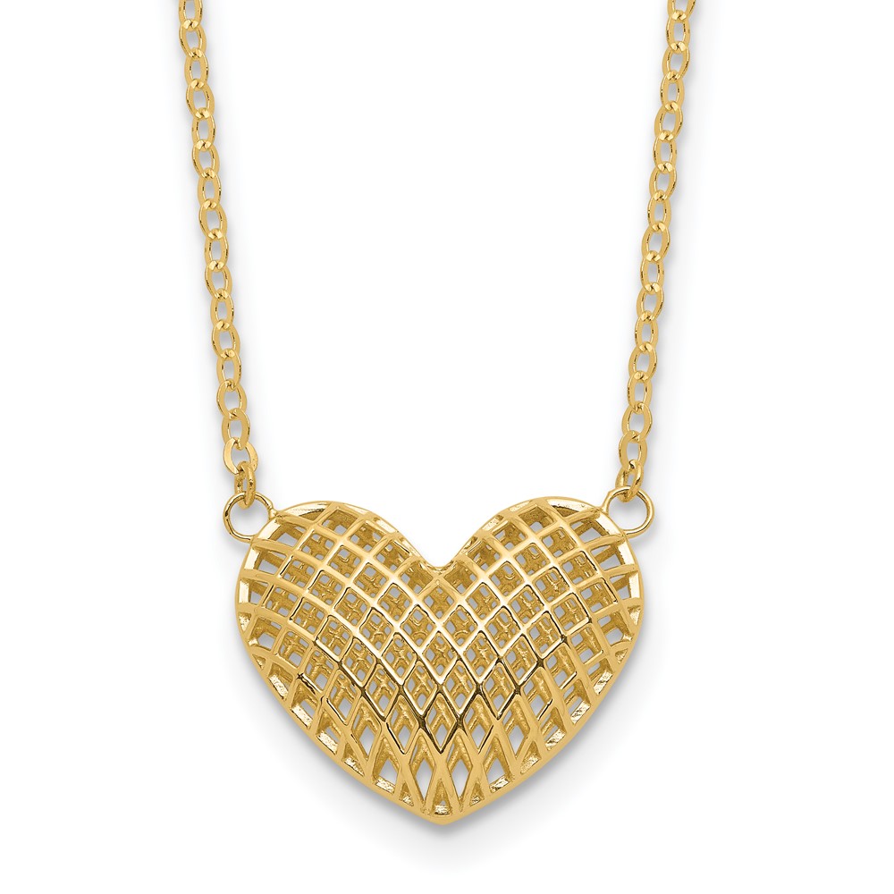 10k Polished Hollow 3D Heart 18in Necklace - Image 1