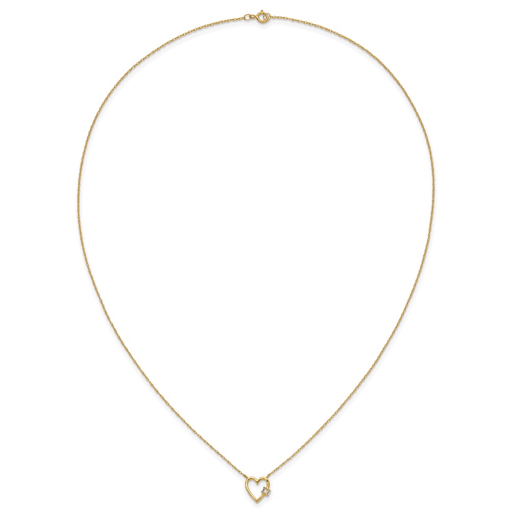 10K Polished CZ Heart Necklace - Image 5