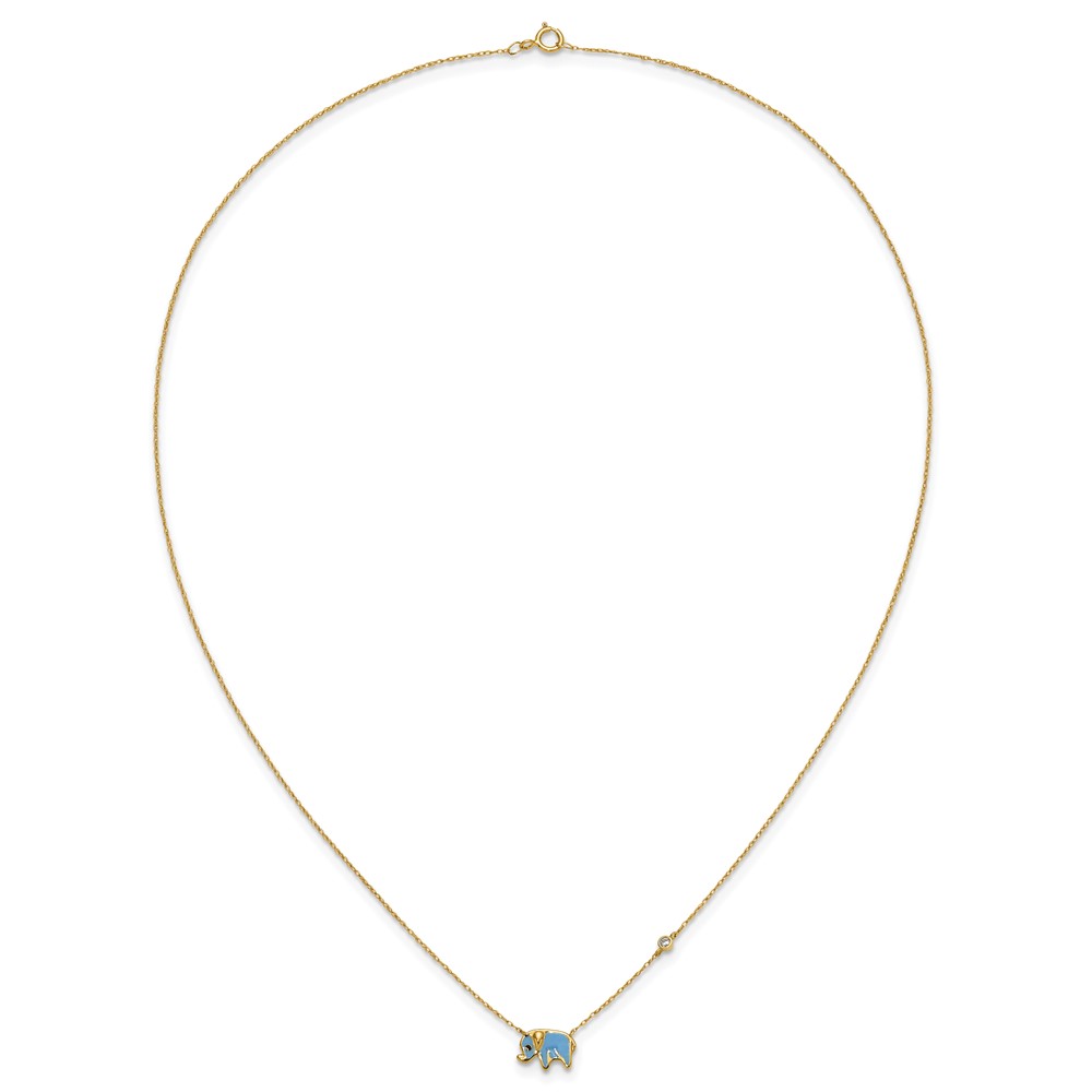 10K Polished CZ Enameled Elephant Necklace - Image 5