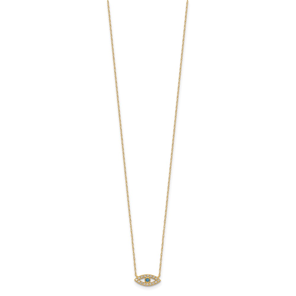 10K Polished CZ Evil Eye Necklace - Image 2