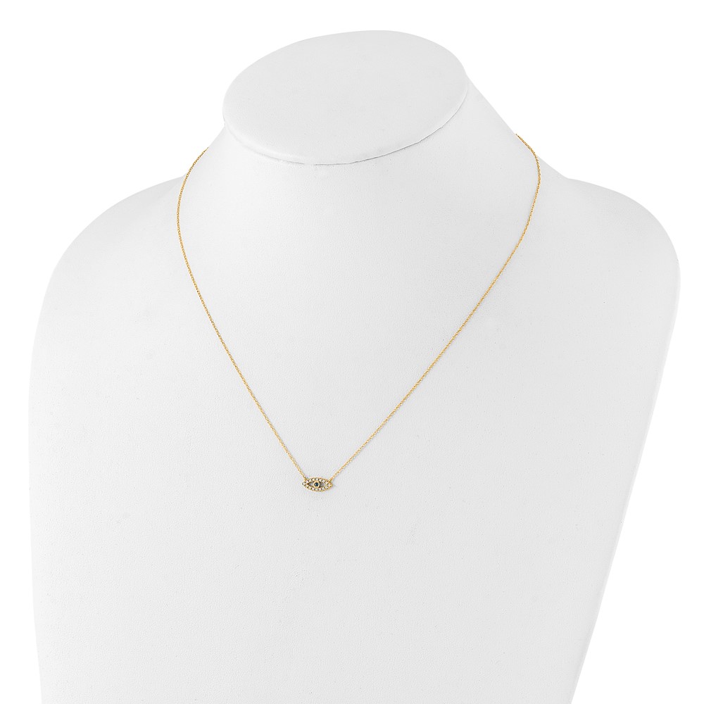 10K Polished CZ Evil Eye Necklace - Image 3