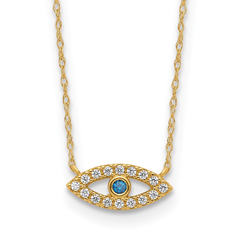 10K Polished CZ Evil Eye Necklace - Image 1