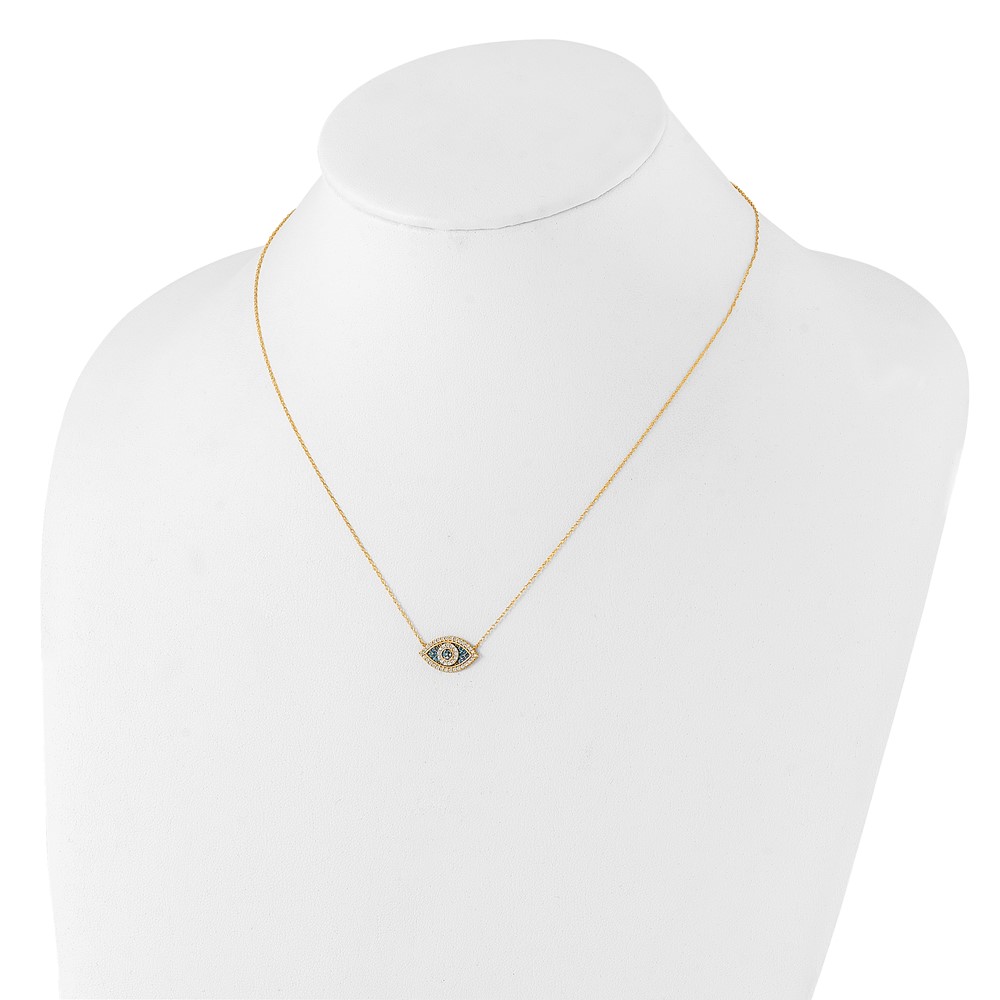 10K Polished CZ Evil Eye w/2 in ext Necklace - Image 3