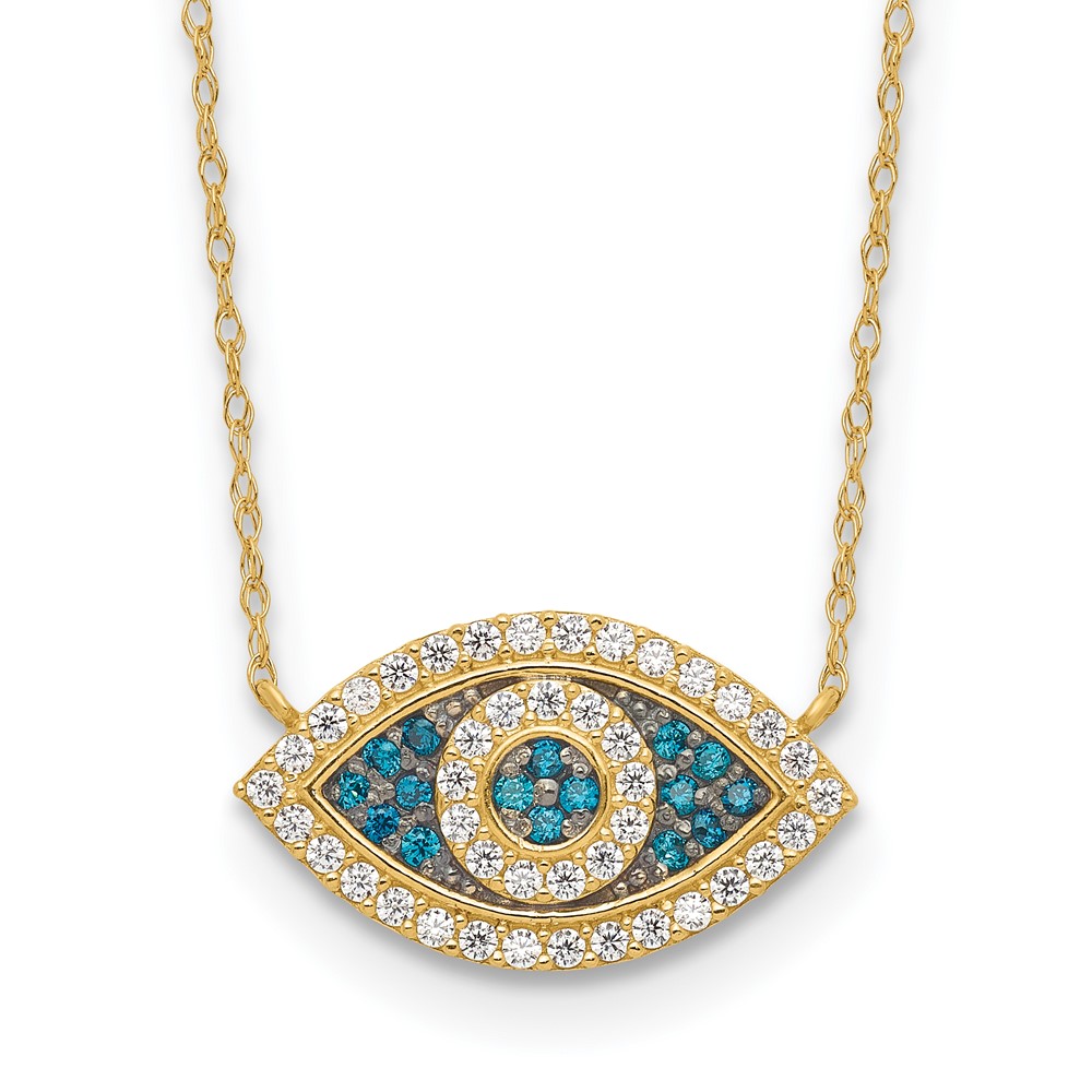 10K Polished CZ Evil Eye w/2 in ext Necklace - Image 1