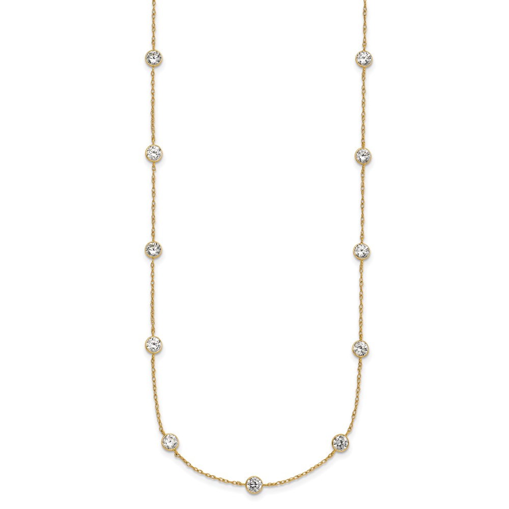 10k Polished Bezel-set Round CZ 9-Station 17.Necklace - Image 2