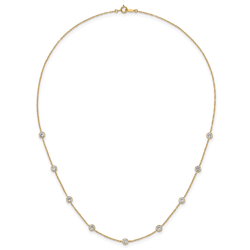 10k Polished Bezel-set Round CZ 9-Station 17.Necklace - Image 4