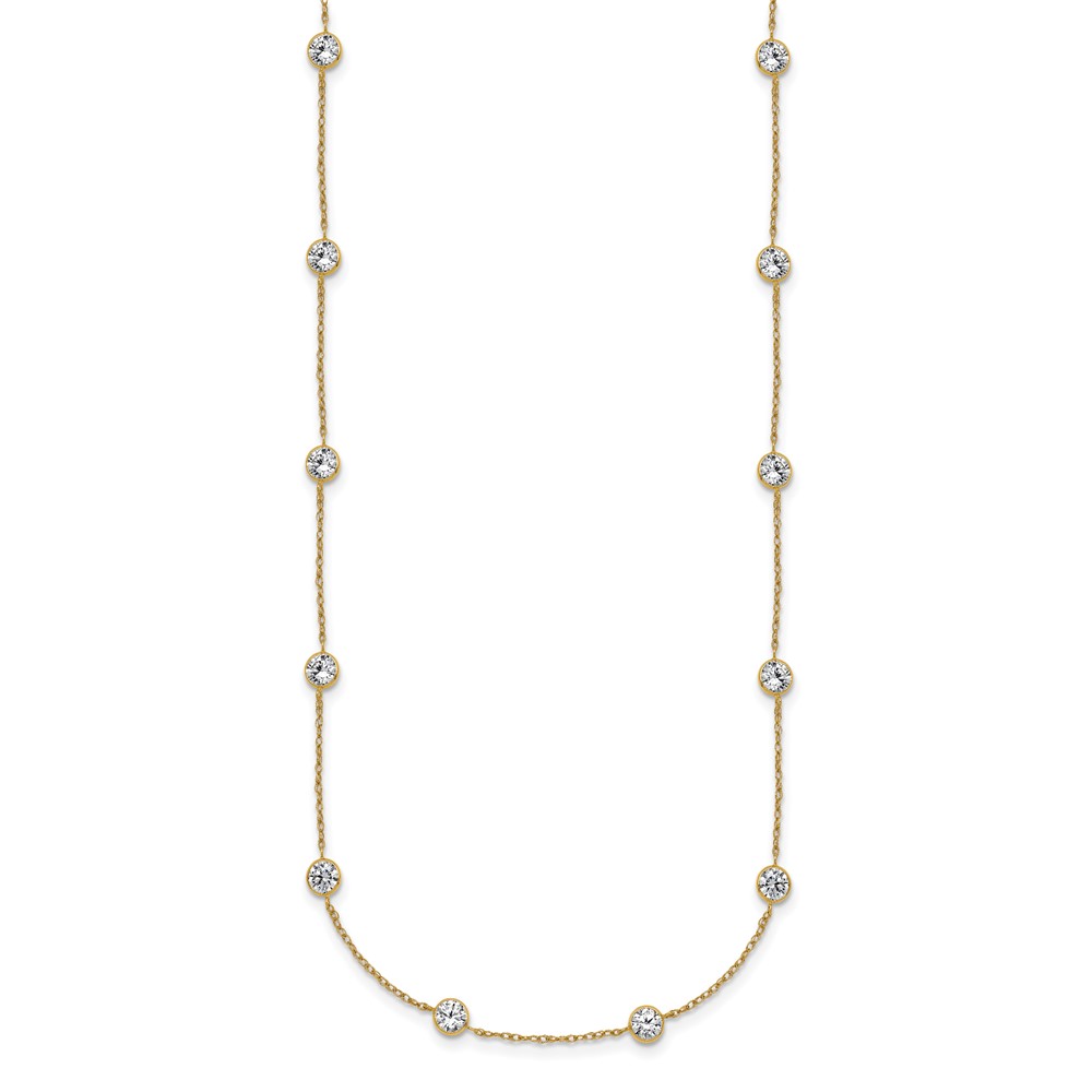 10k Polished Bezel-set Round CZ 14-Station 21.Necklace - Image 2