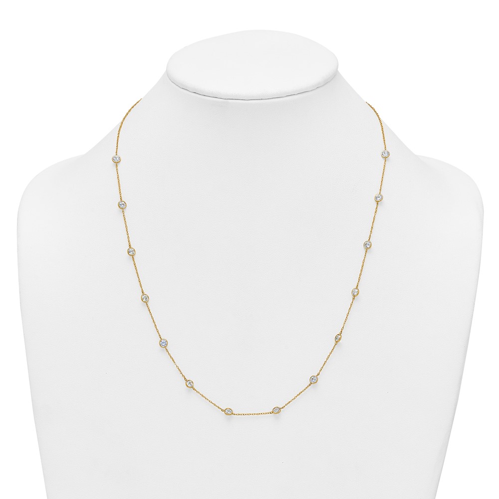 10k Polished Bezel-set Round CZ 14-Station 21.Necklace - Image 3
