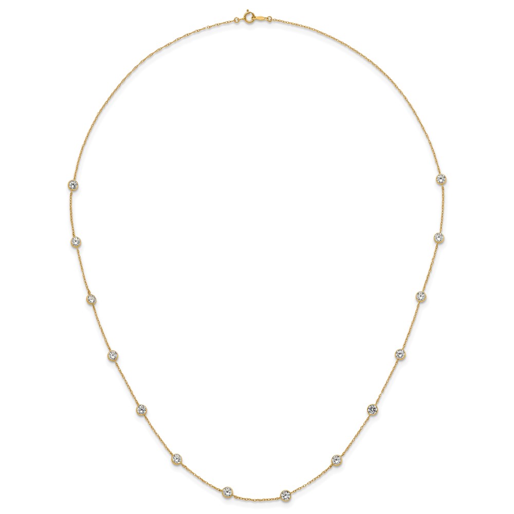 10k Polished Bezel-set Round CZ 14-Station 21.Necklace - Image 4
