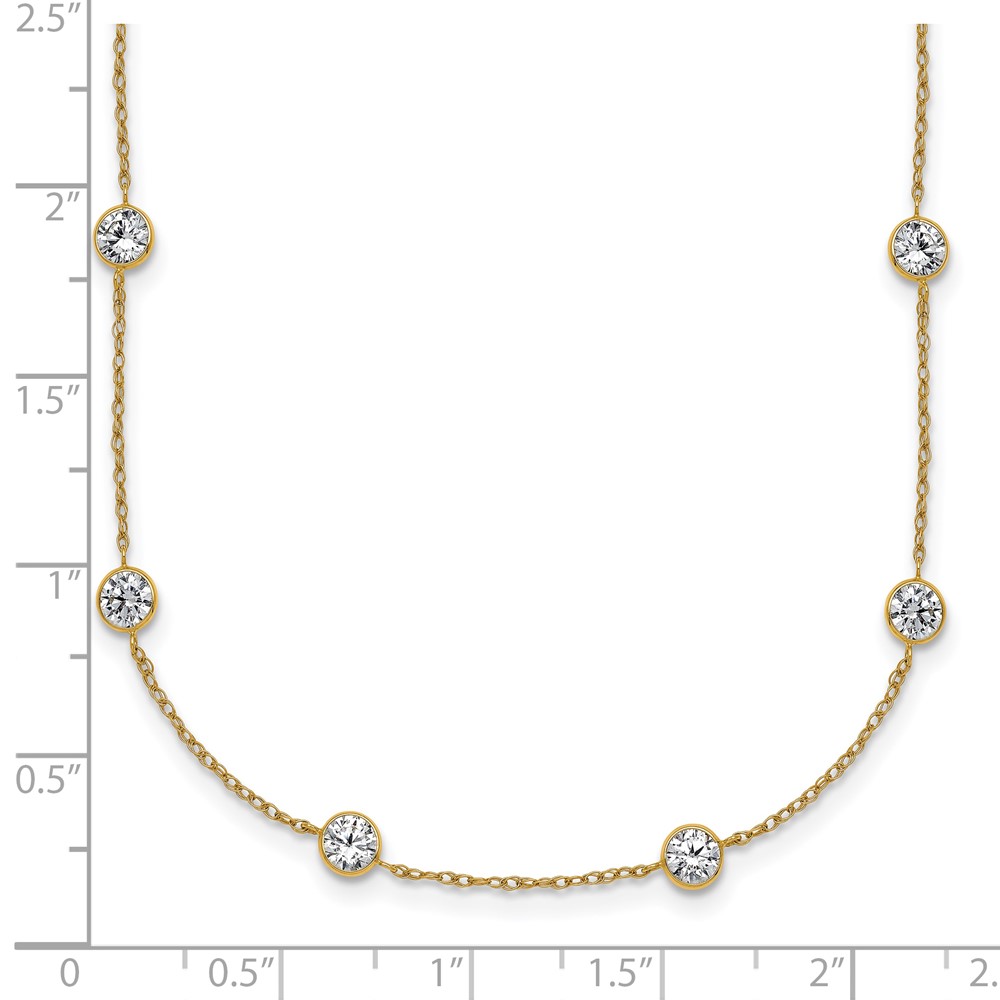 10k Polished Bezel-set Round CZ 14-Station 21.Necklace - Image 5