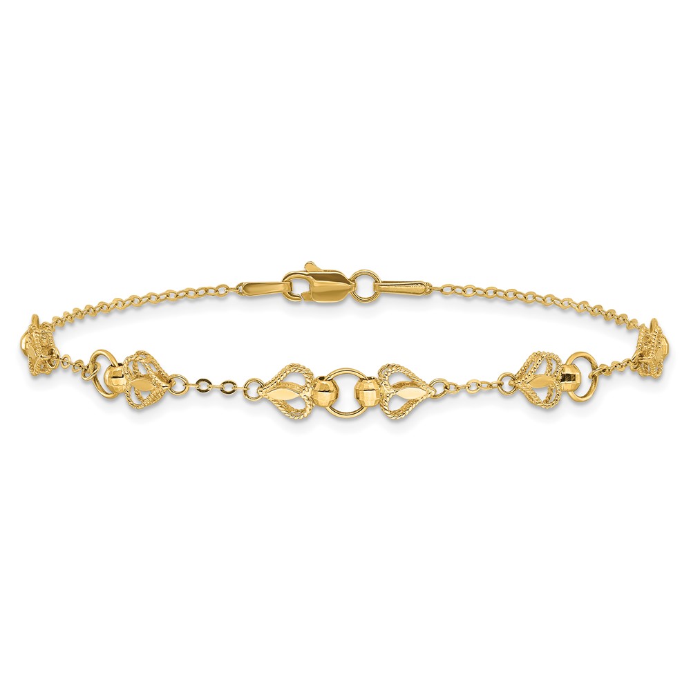 10k Polished Heart 7.5in Bracelet - Image 3