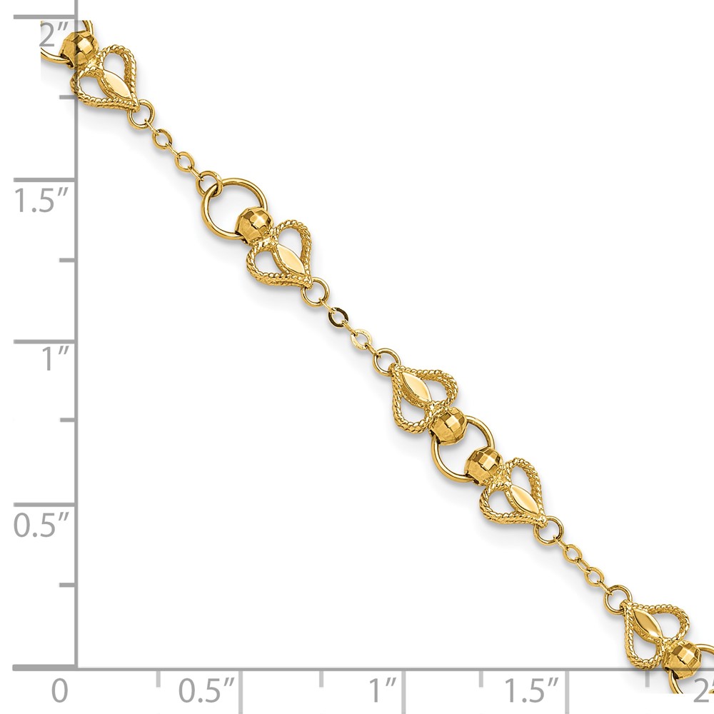 10k Polished Heart 7.5in Bracelet - Image 5