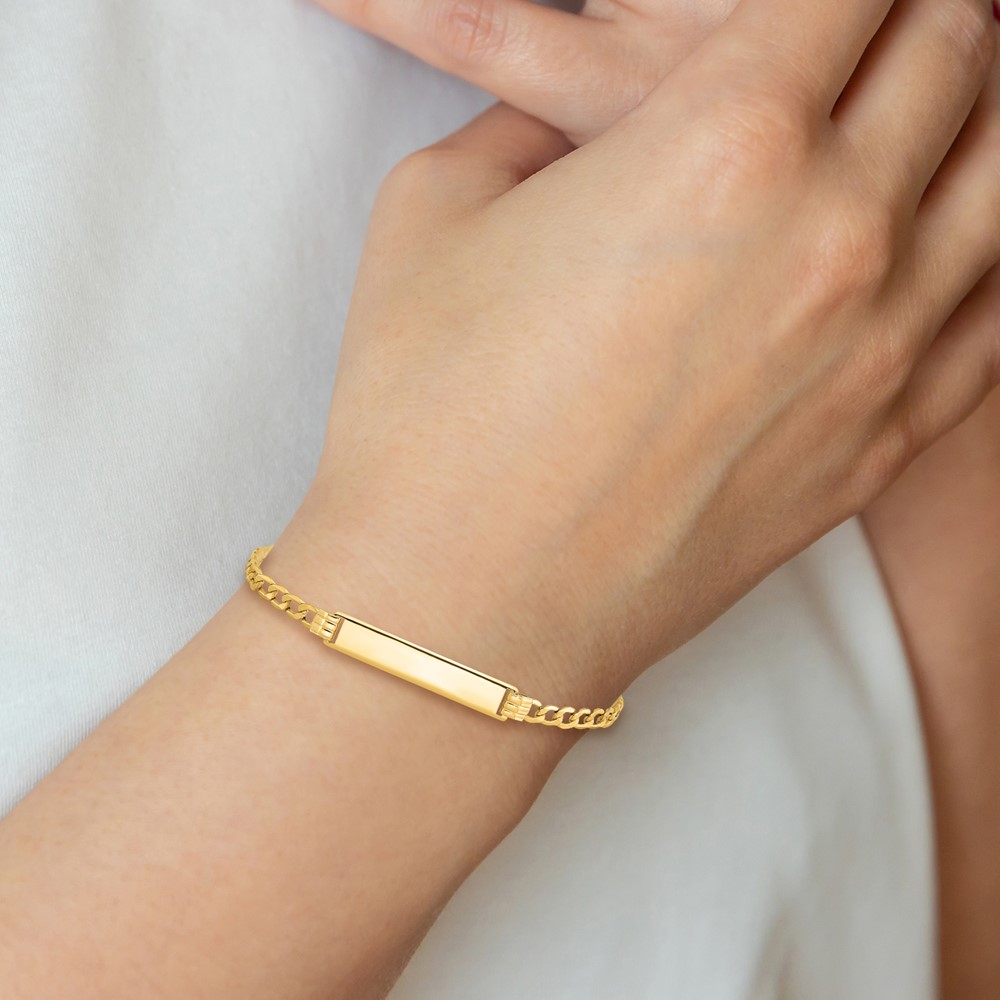 10k Semi-solid Curb Link ID Bracelet - Image 5