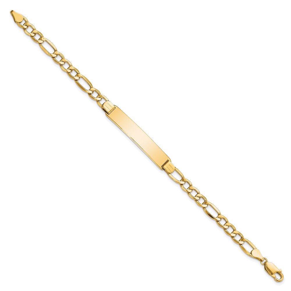 10k Semi-solid Figaro Link ID Bracelet - Image 2