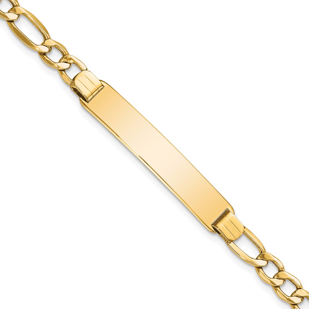 10k Semi-solid Figaro Link ID Bracelet - Image 1