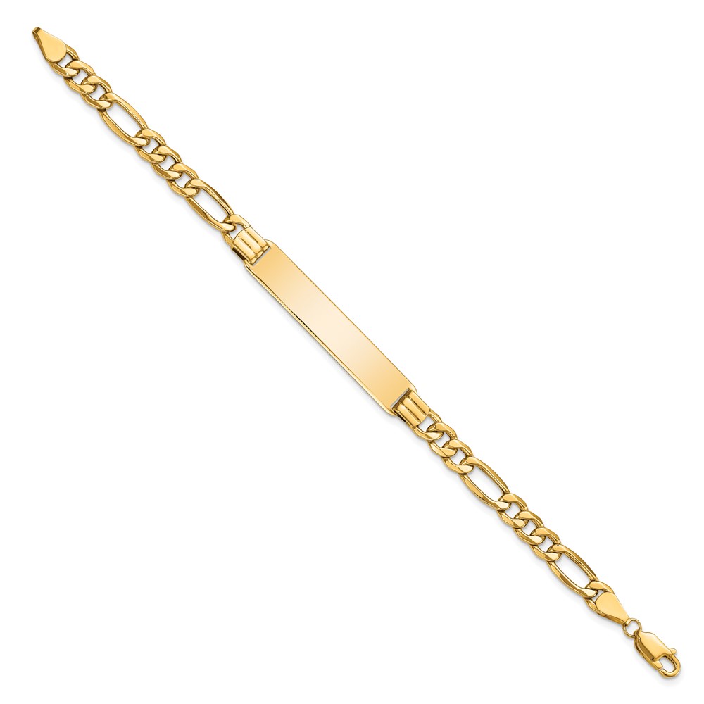 10k Semi-solid Figaro Link ID Bracelet - Image 2