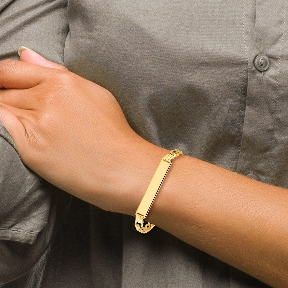 10k Semi-solid Figaro Link ID Bracelet - Image 5