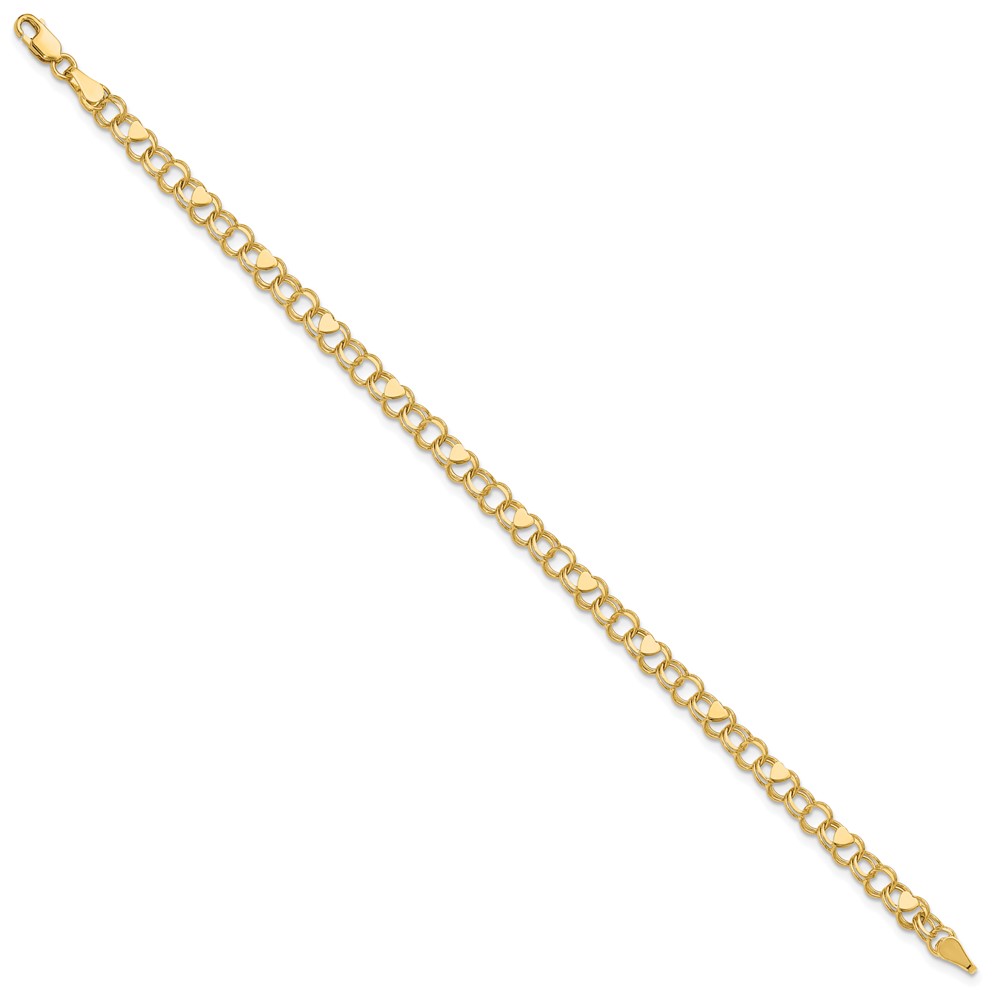 10k Double Link Heart Charm Bracelet - Image 2