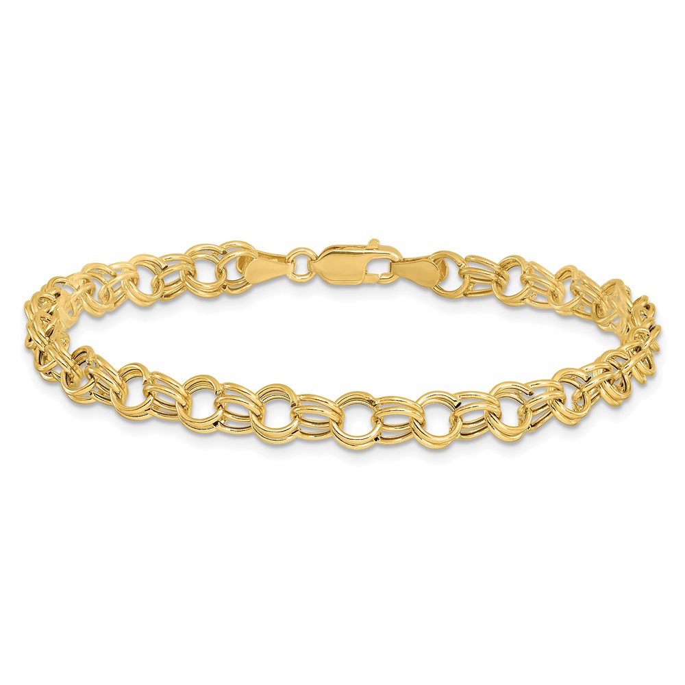 10k Hollow Double Link Charm Bracelet - Image 3