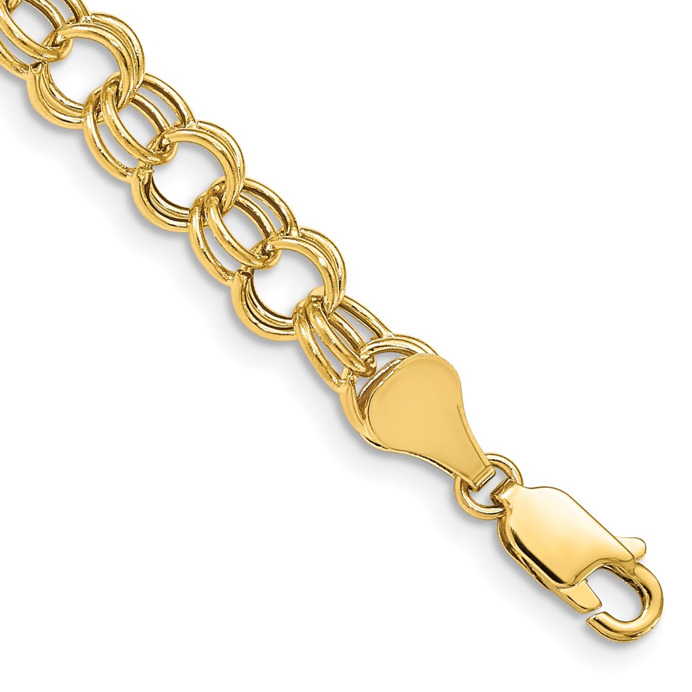 10k Hollow Double Link Charm Bracelet - Image 1